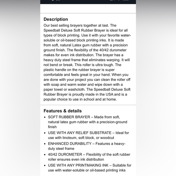 Speedball soft rubber Brayer 4” - Picture 6 of 6